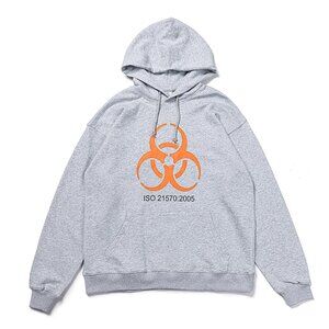 Vetements Grey Printed Long-Sleeved Hooded Sweatshirt